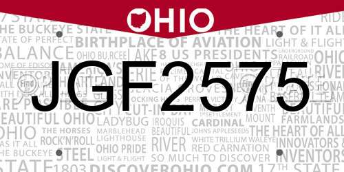 JGF2575 Ohio License Plate