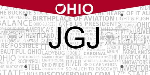 JGJ Ohio License Plate
