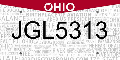 JGL5313 Ohio License Plate