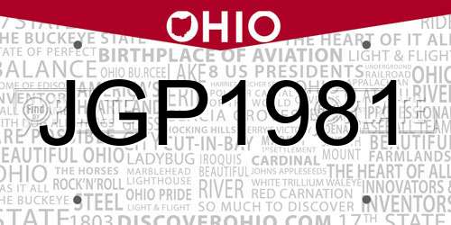 JGP1981 Ohio License Plate