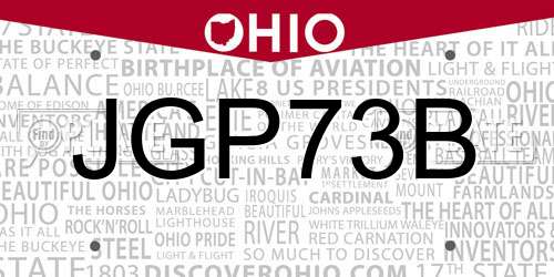 JGP73B Ohio License Plate