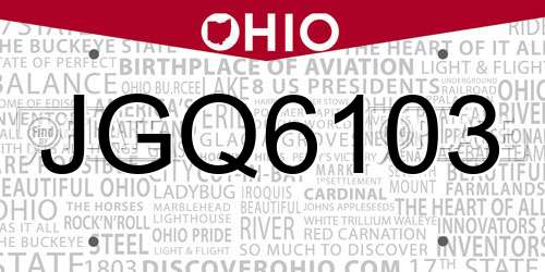 JGQ6103 Ohio License Plate