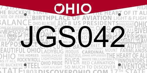 JGS042 Ohio License Plate