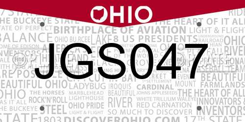 JGS047 Ohio License Plate