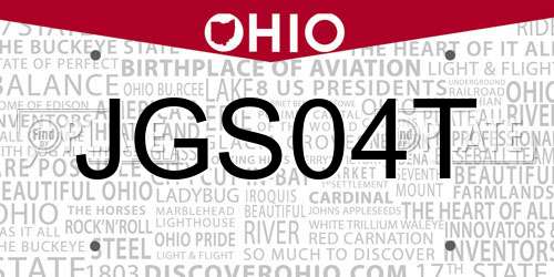 JGS04T Ohio License Plate