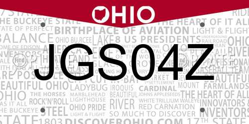 JGS04Z Ohio License Plate