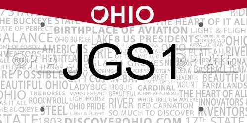 JGS1 Ohio License Plate