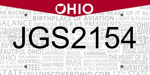 JGS2154 Ohio License Plate