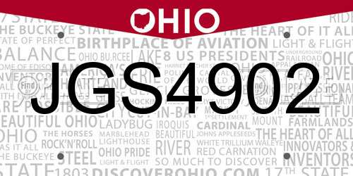 JGS4902 Ohio License Plate