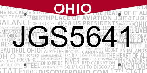 JGS5641 Ohio License Plate