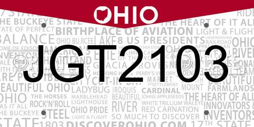 JGT2103 Ohio License Plate