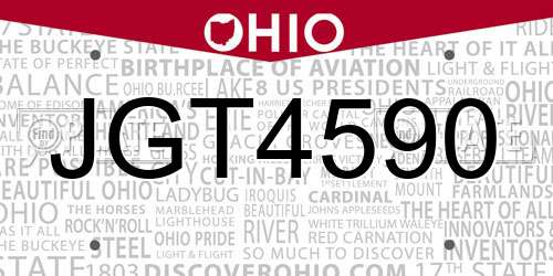 JGT4590 Ohio License Plate