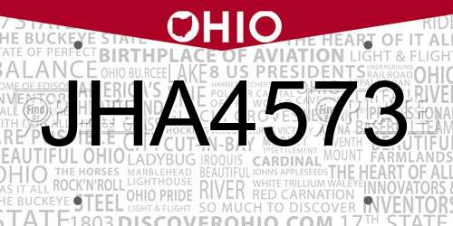 JHA4573 Ohio License Plate