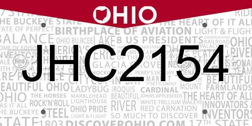 JHC2154 Ohio License Plate
