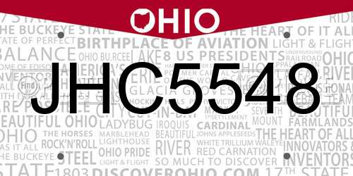 JHC5548 Ohio License Plate