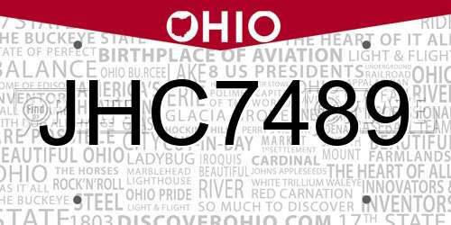 JHC7489 Ohio License Plate