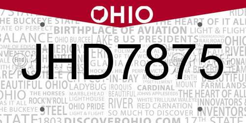 JHD7875 Ohio License Plate