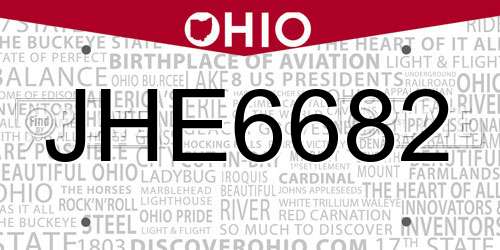 JHE6682 Ohio License Plate