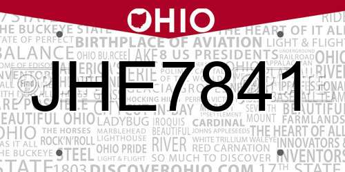 JHE7841 Ohio License Plate