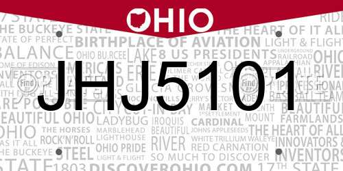 JHJ5101 Ohio License Plate