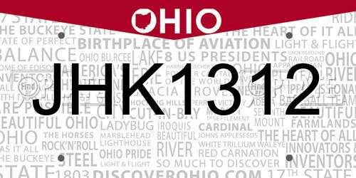 JHK1312 Ohio License Plate
