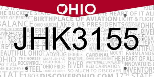 JHK3155 Ohio License Plate