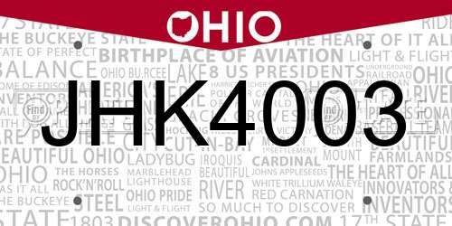 JHK4003 Ohio License Plate