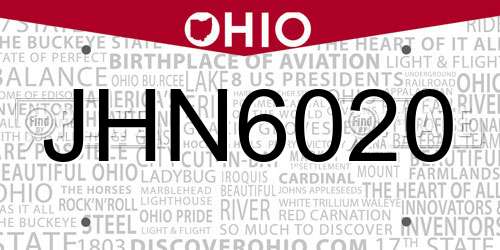 JHN6020 Ohio License Plate