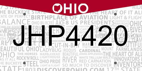 JHP4420 Ohio License Plate