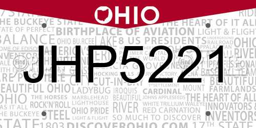 JHP5221 Ohio License Plate