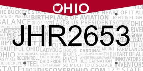 JHR2653 Ohio License Plate