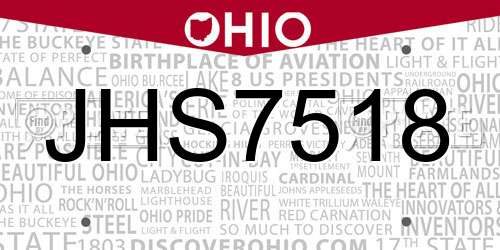 JHS7518 Ohio License Plate