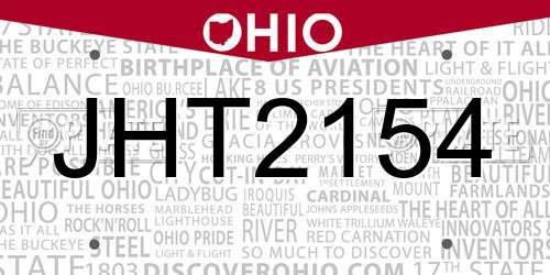 JHT2154 Ohio License Plate