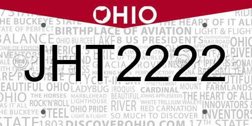JHT2222 Ohio License Plate