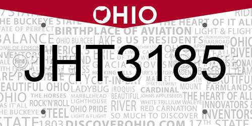 JHT3185 Ohio License Plate