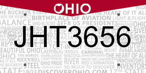 JHT3656 Ohio License Plate