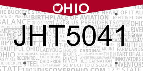 JHT5041 Ohio License Plate