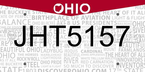 JHT5157 Ohio License Plate