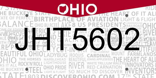 JHT5602 Ohio License Plate