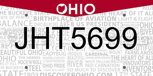 JHT5699 Ohio License Plate