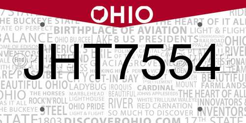 JHT7554 Ohio License Plate