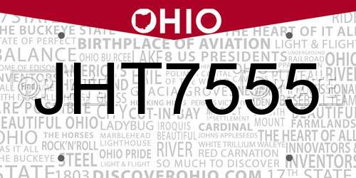 JHT7555 Ohio License Plate