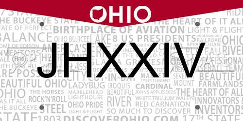 JHXXIV Ohio License Plate