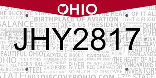 JHY2817 Ohio License Plate