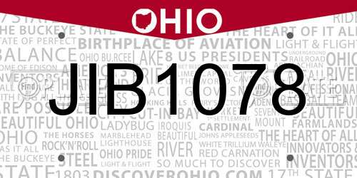 JIB1078 Ohio License Plate