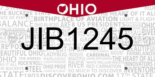 JIB1245 Ohio License Plate