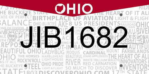 JIB1682 Ohio License Plate