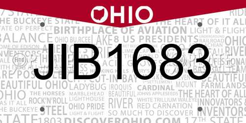 JIB1683 Ohio License Plate