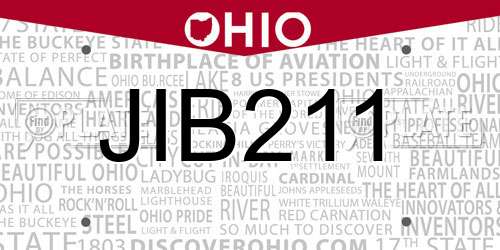 JIB211 Ohio License Plate