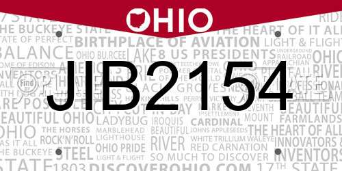JIB2154 Ohio License Plate
